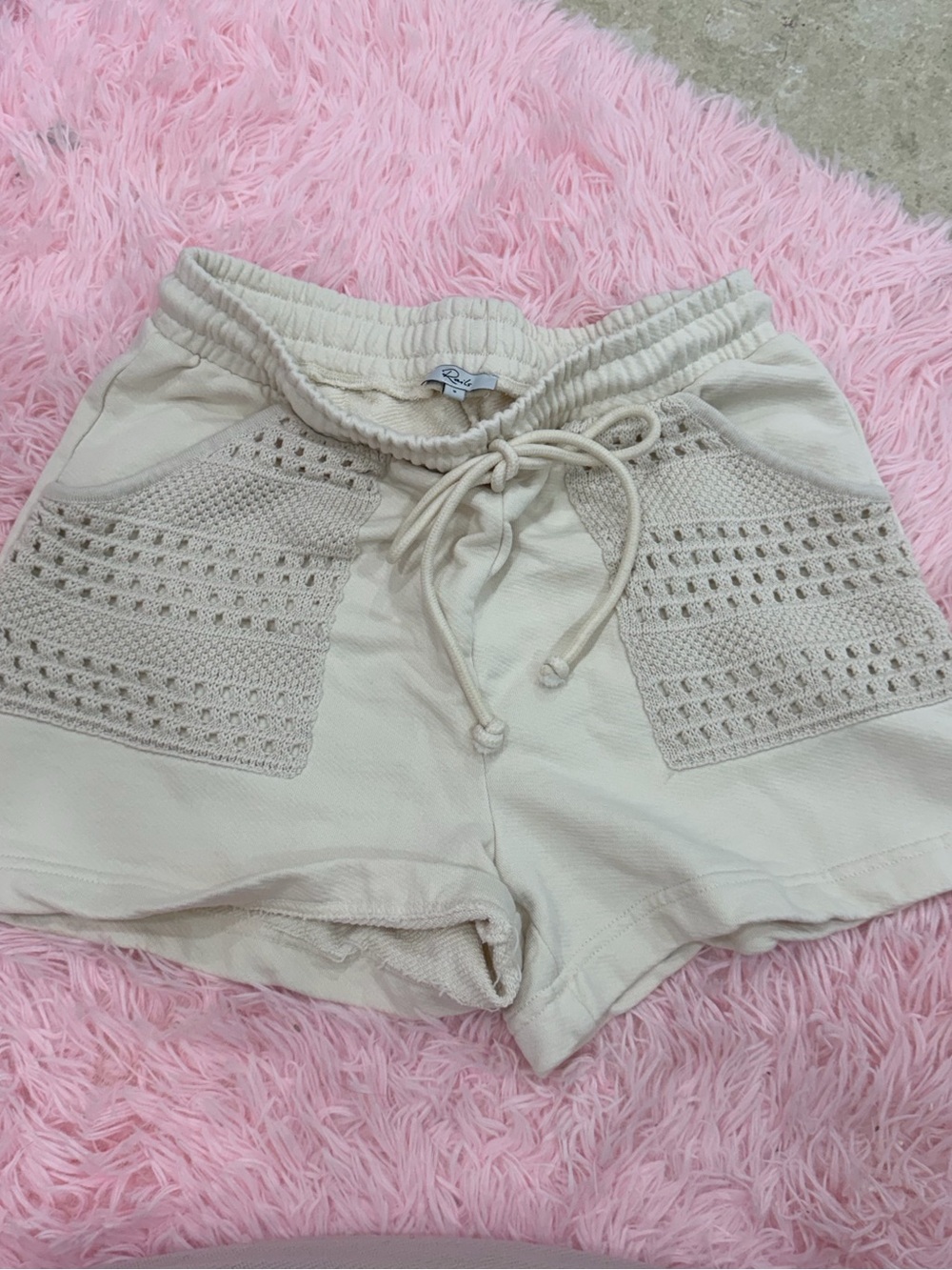 Rails Cream Knit-Pocket Drawstring Athletic Shorts